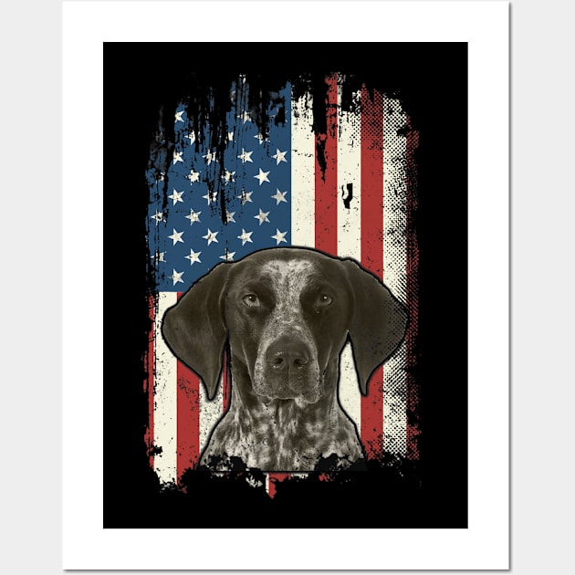 German Shorthaired Pointer American Flag Shirt USA GSP Dog Wall Art by Fowlerbg